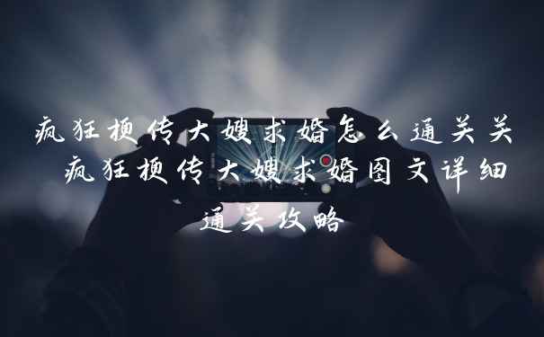 疯狂梗传大嫂求婚怎么通关关 疯狂梗传大嫂求婚图文详细通关攻略