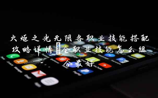 火炬之光无限各职业技能搭配攻略详情_全职业技能怎么组合最好