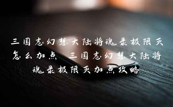 三国志幻想大陆将魂录极限灭怎么加点 三国志幻想大陆将魂录极限灭加点攻略