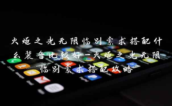火炬之光无限临别索求搭配什么装备比较好-火炬之光无限临别索求搭配攻略