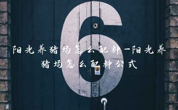 阳光养猪场怎么配种-阳光养猪场怎么配种公式