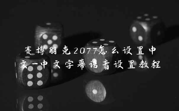 赛博朋克2077怎么设置中文-中文字幕语音设置教程