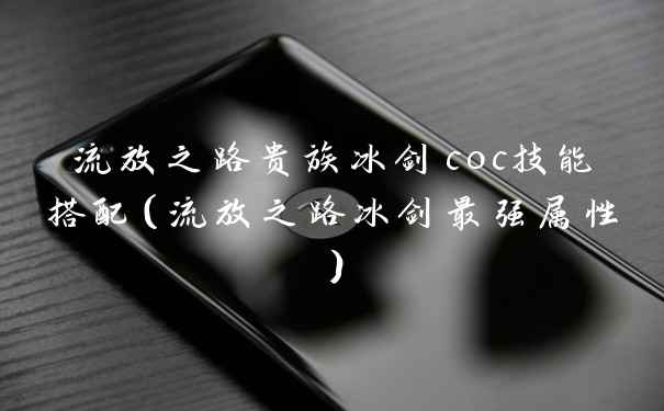 流放之路贵族冰剑coc技能搭配（流放之路冰剑最强属性）