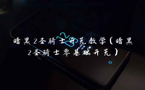 暗黑2圣骑士开荒教学（暗黑2圣骑士零基础开荒）