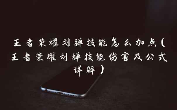 王者荣耀刘禅技能怎么加点(王者荣耀刘禅技能伤害及公式详解)