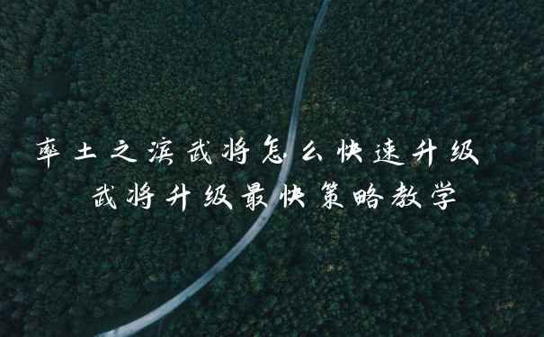 率土之滨武将怎么快速升级 武将升级最快策略教学