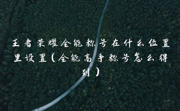 王者荣耀全能称号在什么位置里设置（全能高手称号怎么得到）