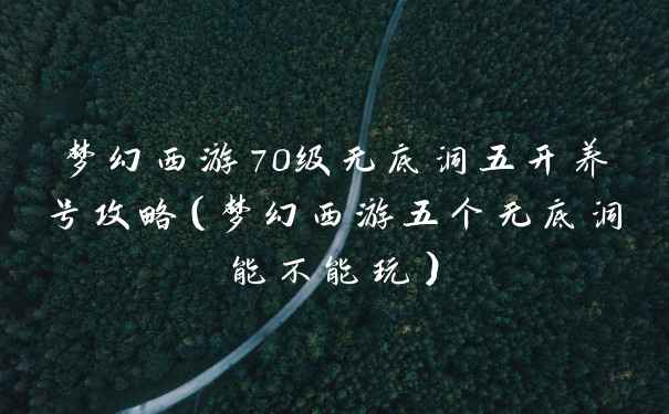 梦幻西游70级无底洞五开养号攻略（梦幻西游五个无底洞能不能玩）