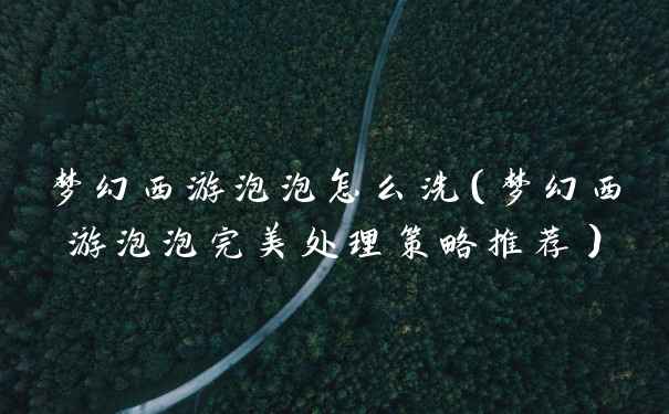 梦幻西游泡泡怎么洗（梦幻西游泡泡完美处理策略推荐）