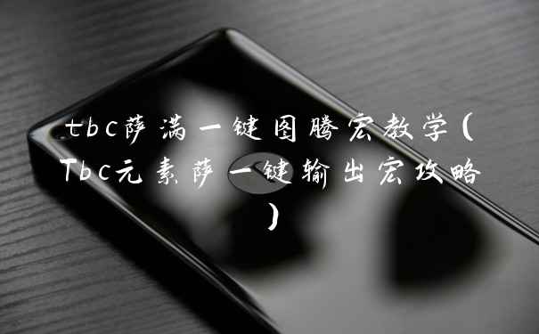 tbc萨满一键图腾宏教学（Tbc元素萨一键输出宏攻略）