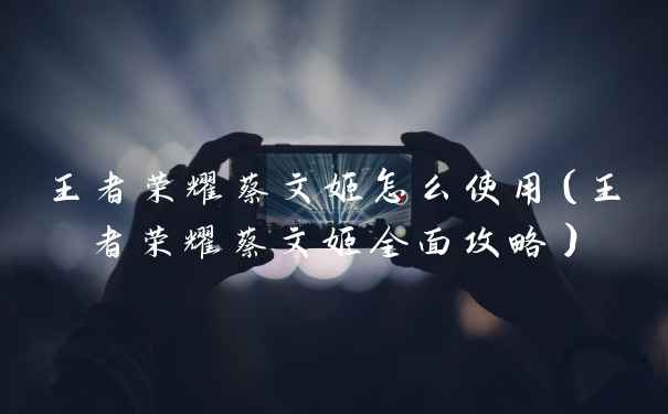 王者荣耀蔡文姬怎么使用（王者荣耀蔡文姬全面攻略）