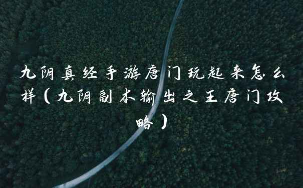 九阴真经手游唐门玩起来怎么样（九阴副本输出之王唐门攻略）