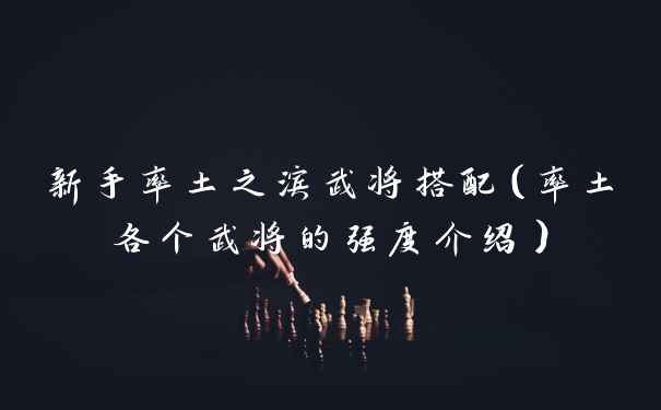 新手率土之滨武将搭配(率土各个武将的强度介绍)