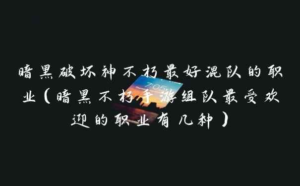暗黑破坏神不朽最好混队的职业（暗黑不朽手游组队最受欢迎的职业有几种）