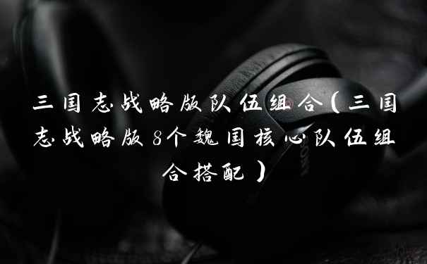 三国志战略版队伍组合（三国志战略版8个魏国核心队伍组合搭配）