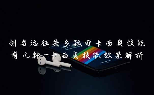 剑与远征失乡孤刃卡西奥技能有几种-卡西奥技能效果解析