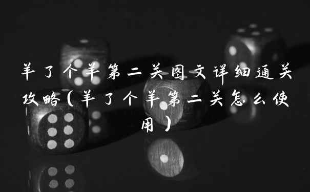 羊了个羊第二关图文详细通关攻略（羊了个羊第二关怎么使用）