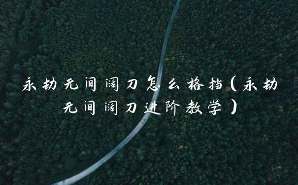 永劫无间阔刀怎么格挡（永劫无间阔刀进阶教学）