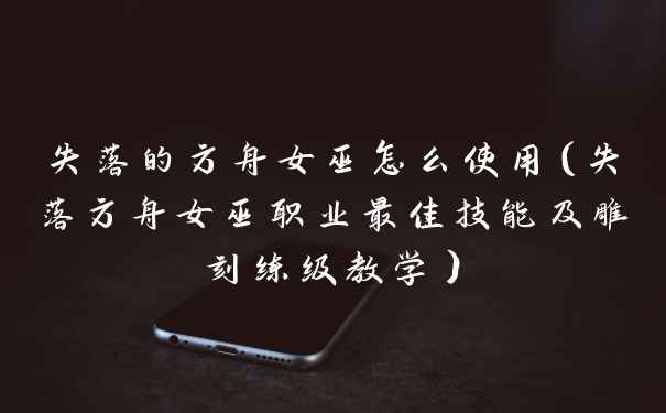 失落的方舟女巫怎么使用（失落方舟女巫职业最佳技能及雕刻练级教学）