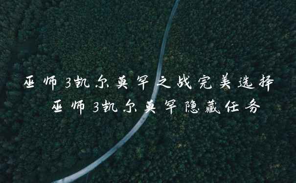 巫师3凯尔莫罕之战完美选择 巫师3凯尔莫罕隐藏任务