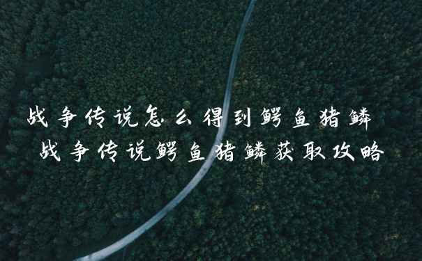 战争传说怎么得到鳄鱼猪鳞 战争传说鳄鱼猪鳞获取攻略