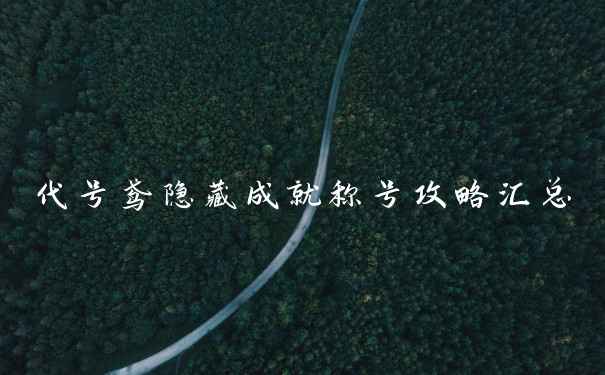 代号鸢隐藏成就称号攻略汇总