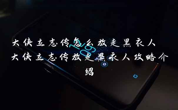 大侠立志传怎么放走黑衣人 大侠立志传放走黑衣人攻略介绍