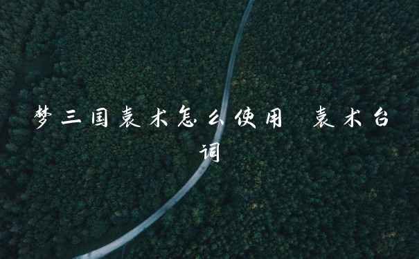 梦三国袁术怎么使用 袁术台词