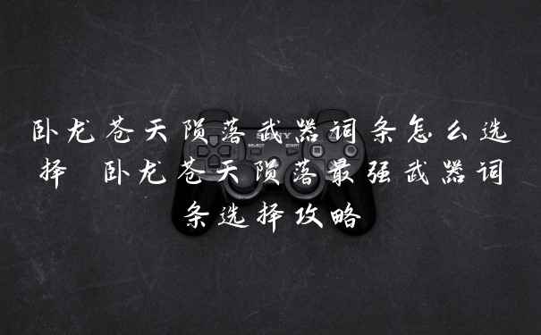 卧龙苍天陨落武器词条怎么选择 卧龙苍天陨落最强武器词条选择攻略