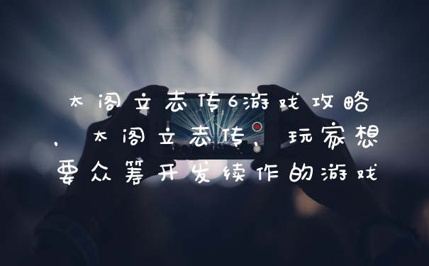 太阁立志传6游戏攻略，太阁立志传，玩家想要众筹开发续作的游戏