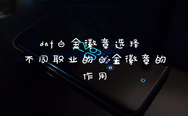 dnf白金徽章选择 不同职业的白金徽章的作用
