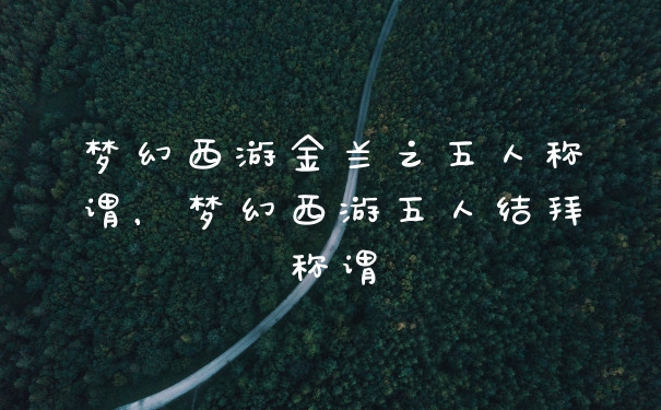 梦幻西游金兰之五人称谓，梦幻西游五人结拜称谓