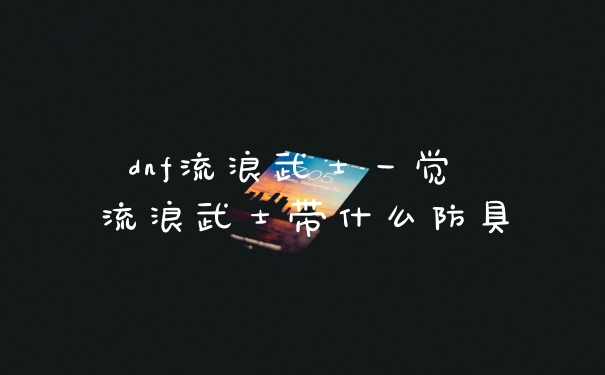 dnf流浪武士一觉 流浪武士带什么防具