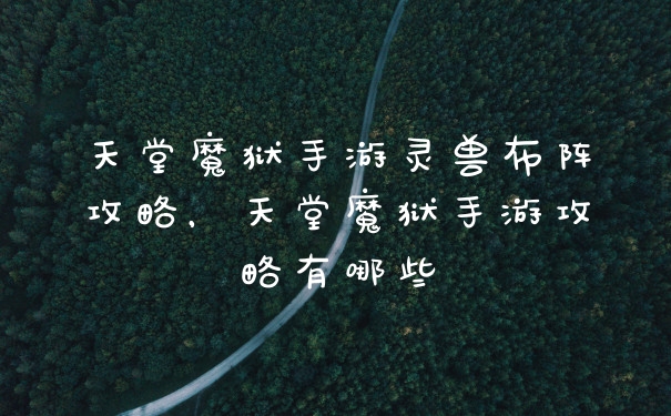 天堂魔狱手游灵兽布阵攻略，天堂魔狱手游攻略有哪些