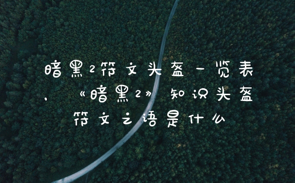 暗黑2符文头盔一览表，《暗黑2》知识头盔符文之语是什么
