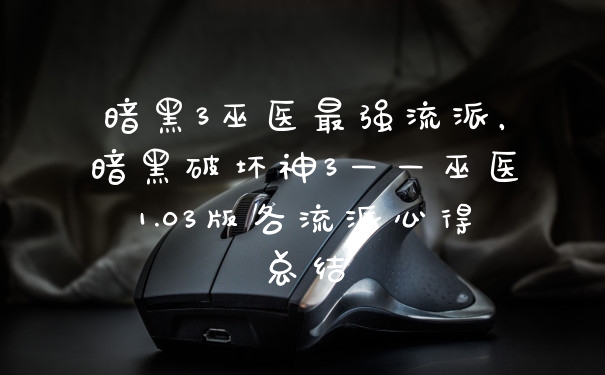 暗黑3巫医最强流派，暗黑破坏神3——巫医1.03版各流派心得总结