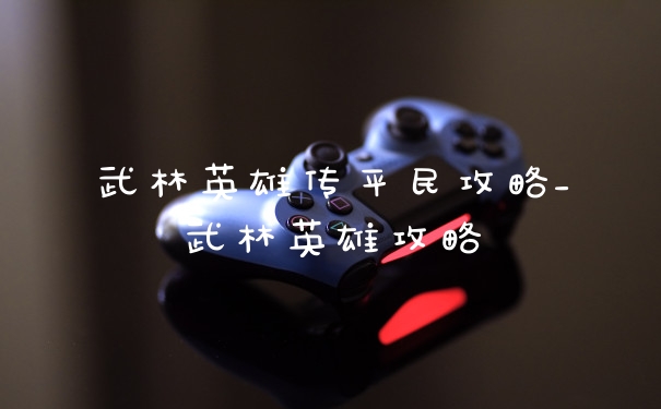 武林英雄传平民攻略_武林英雄攻略