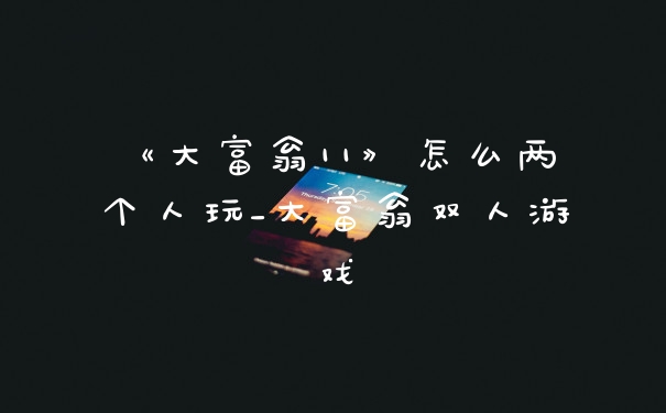 《大富翁11》怎么两个人玩_大富翁双人游戏