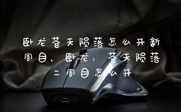卧龙苍天陨落怎么开新周目，卧龙：苍天陨落二周目怎么开