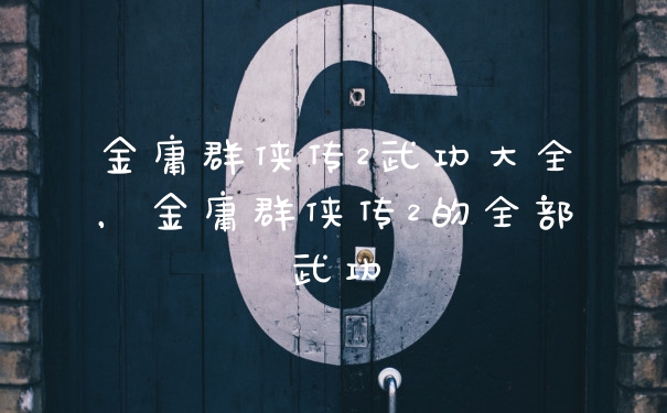 金庸群侠传2武功大全，金庸群侠传2的全部武功
