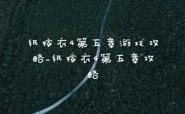 纸嫁衣4第五章游戏攻略_纸嫁衣4第五章攻略