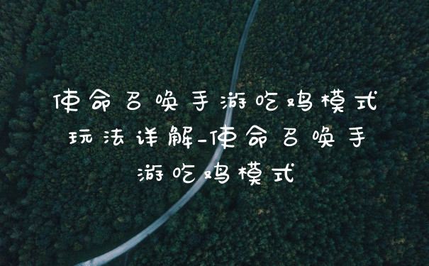 使命召唤手游吃鸡模式玩法详解_使命召唤手游吃鸡模式