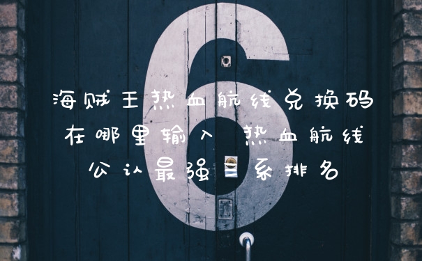 海贼王热血航线兑换码在哪里输入 热血航线公认最强三系排名
