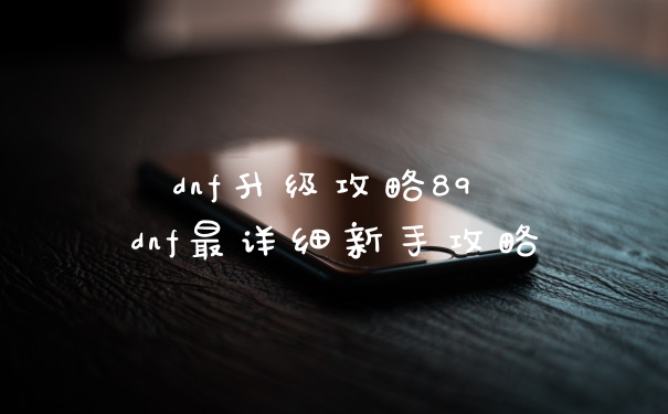 dnf升级攻略89 dnf最详细新手攻略