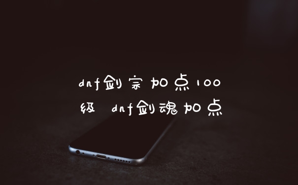 dnf剑宗加点100级 dnf剑魂加点