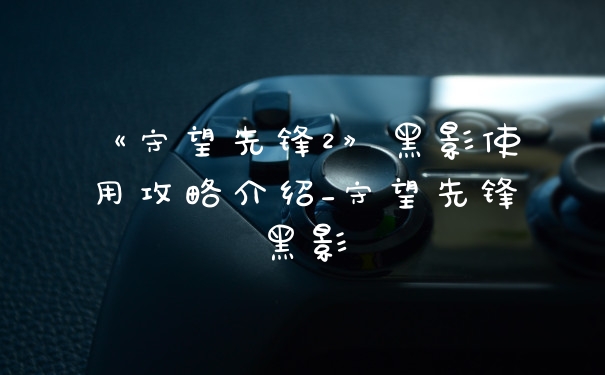 《守望先锋2》黑影使用攻略介绍_守望先锋黑影