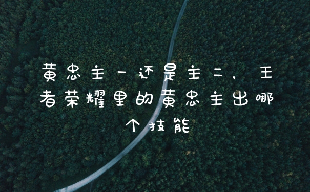 黄忠主一还是主二，王者荣耀里的黄忠主出哪个技能