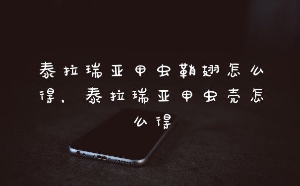 泰拉瑞亚甲虫鞘翅怎么得，泰拉瑞亚甲虫壳怎么得