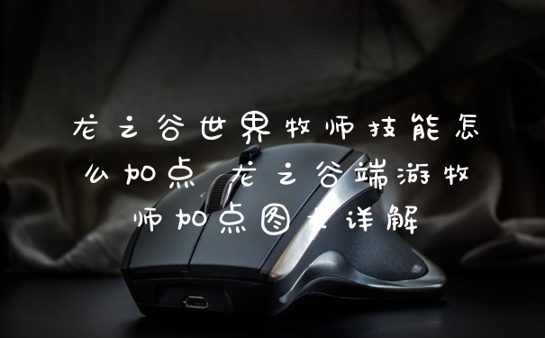 龙之谷世界牧师技能怎么加点 龙之谷端游牧师加点图文详解