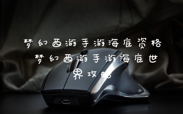 梦幻西游手游海底资格 梦幻西游手游海底世界攻略